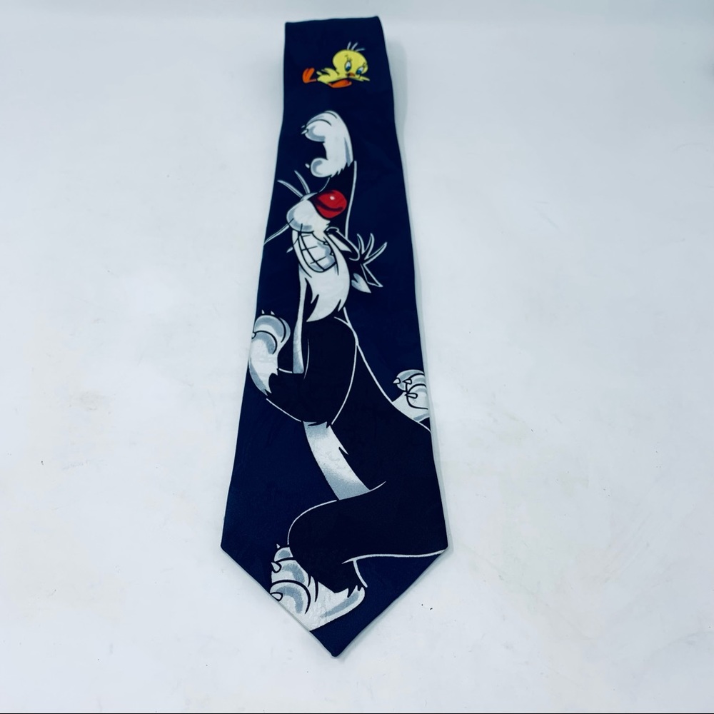 LOWEST Warner Bros. Looney Tunes Sylvester and Tweetie Blue Tie - Picture 2 of 6